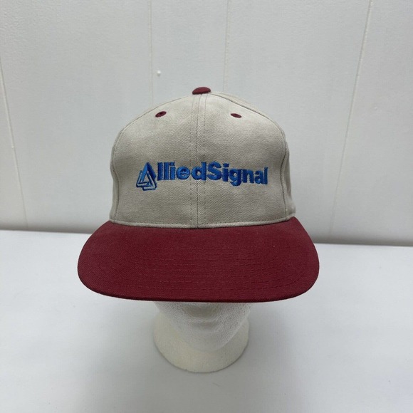 Allied Signal Hat Cap Headmaster Brown Red Adjustable Strapback Embroidered VTG - Picture 2 of 12